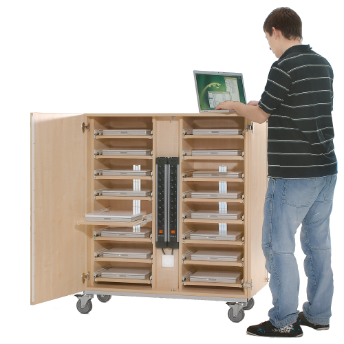 Notebookwagen mit 16 Fächern Teleskopauszug, fahrbar B/H/T: 110x125x42 cm