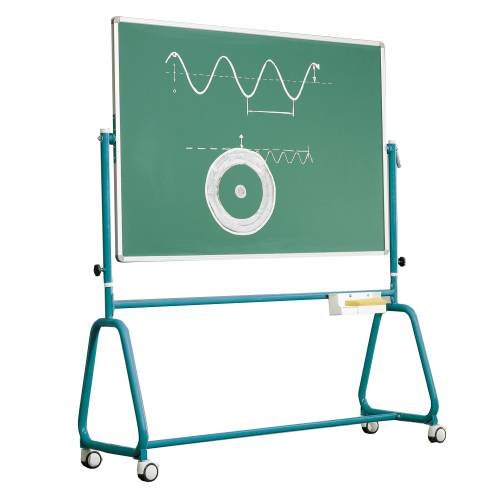 Fahrbare Tafel aus Stahl mit Rundrohrgestell, Serie 6 ST, grün