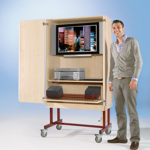 Zweitüriger TV-Wagen mit 1 Rollauszug & Fach B/H/T: 96x190x57 cm