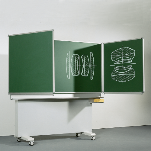 Klappschiebetafel Schultafel aus Premium Stahlemaille, Serie M-EG MF: 150x100 cm FF: 75x100 cm, fahrbar
