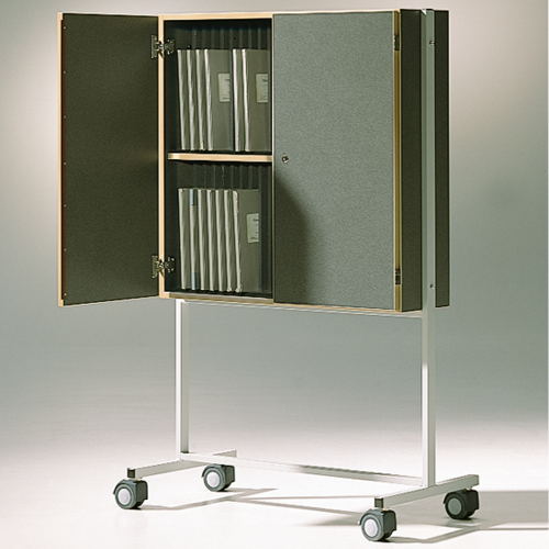 Klassenbuchwagen zur Unterbringung von Klassenbüchern DIN A4, Serie KLW-46, fahrbar fahrbar auf 4 Rollen, RAL-Farben wählbar, mit abschließbaren Türen