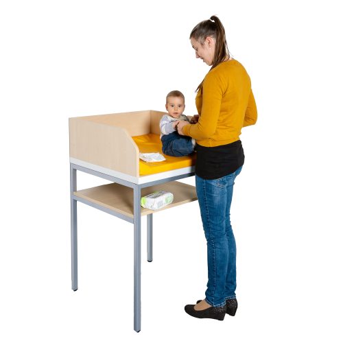 Wickeltisch mit Ablage mit Stahlgestell, B/H: 70,5x113 cm