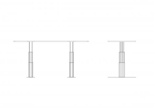Elektrisch höhenverstellbarer Schreibtisch, Gestell in Weißaluminium Tischplatte B/T: 275x110 cm
