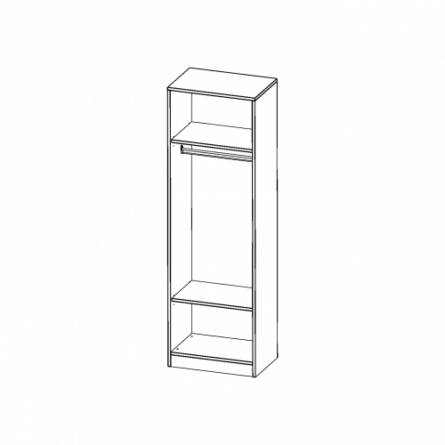 Garderobenregal,  5 Ordnerhöhen - Serie evo180 B/H/T: 60x190x40 cm, mit Garderobenstange, mit Sockel (81 mm)
