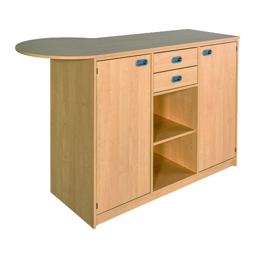 Anmeldestation B/H/T: 170/140x110x50/70 cm, Ansatz links, Raumteiler mit Beratungsansatz