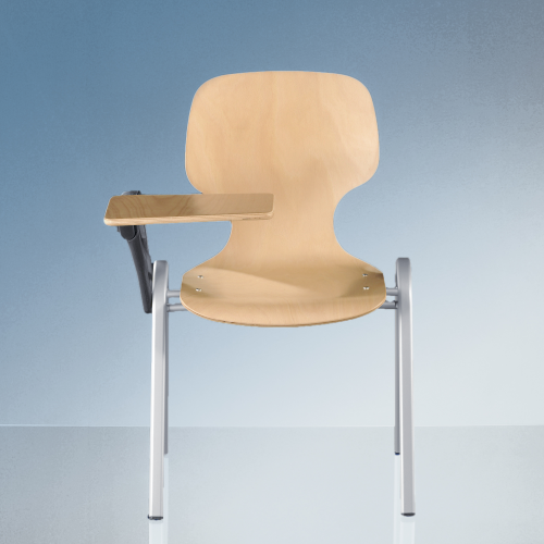 Colleg-Holzstuhl mit abklappbarer Schreibplatte Sitzhöhe: 47 cm, Gesamthöhe: 84 cm, Gestellbreite: 57 cm