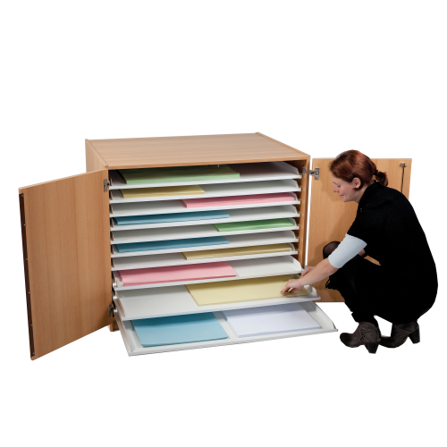 Bildertruhe mit 10 Auszugböden B/H/T: 136x90x100 cm