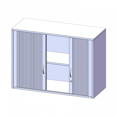 Aufsatzschrank mit Rollo, 2 Ordnerhöhen - Serie evo180 B/H/T: 100x72x40 cm, Querrolladen, abschließbar
