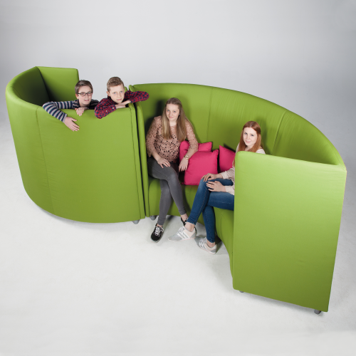 Akustiksofa halbrund 3-4 Sitzer B/H/T: 145x132x150 cm, Sitzhöhe: 46 cm