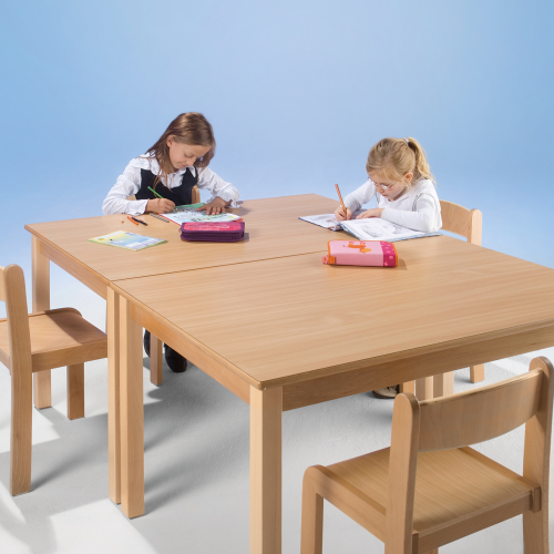 Rechtecktisch mit Massivholzgestell und Schichtstoffplatte B/T: 120x60 cm, in 7 Tischhöhen lieferbar
