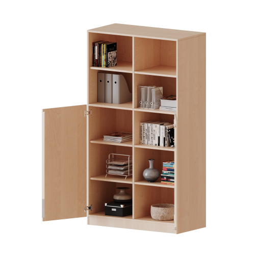 ErgoTray Kombi-Schrank, dreireihig, 5 Ordnerhöhen - evo180 Serie B/H/T: 104,5x190x50 cm, 3 OH unten mit Türen, oben 2 OH Regal, mit Sockel (81 mm), mit Mittelwand