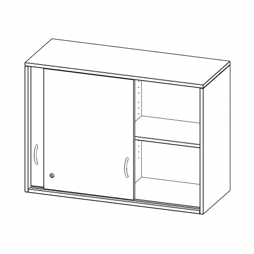 Aufsatz mit Schiebetüren, 2 Ordnerhöhen - Serie evo180 B/H/T: 100x72x40 cm, abschließbar, mit Mittelwand