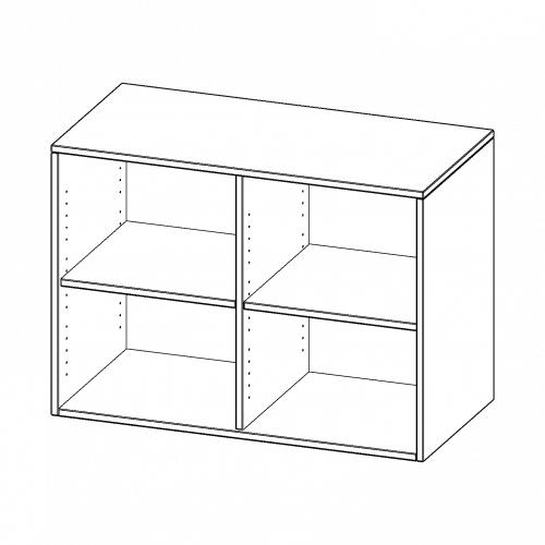 Aufsatzregal, 2 Ordnerhöhen - Serie evo180 B/H/T: 100x72x40 cm, mit Mittelwand