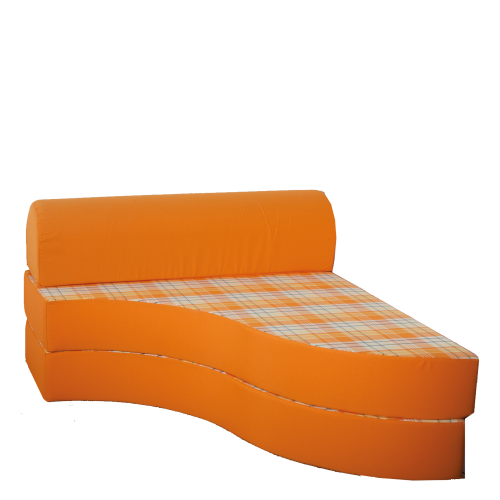 Bett-Sofa mit Rückenrolle, schwer entflammbar B/H/T: 120x40x133 cm, Bezug Stoff schwer entflammbar