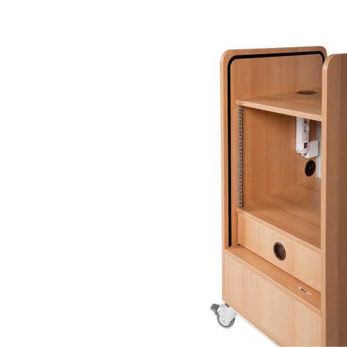 Mediencenter "Royal+", für 19" Geräte, 19", 9 HE, mobiles Rack mit Rollo B/H/T: 55x115x66 cm