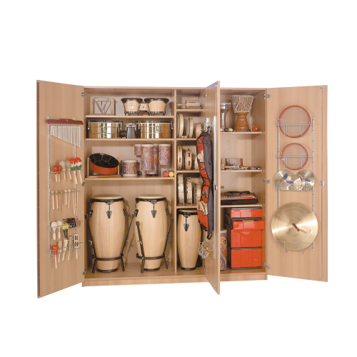 Dreitüriger Musikschrank B/H/T: 210,9x190x60 cm, feststehend, 9 verstellbare Böden