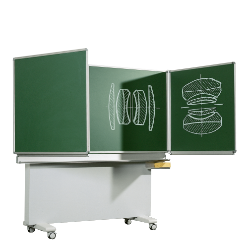 Klappschiebetafel Schultafel aus Premium Stahlemaille, Serie M-EG MF: 150x100 cm FF: 75x100 cm, fahrbar