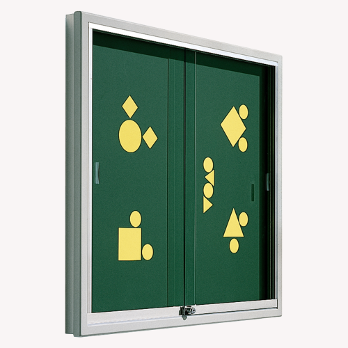 Informationsvitrine V9 aus Premium Stahlemaille mit grüner Rückwand B/H/T: 100x93x8 cm