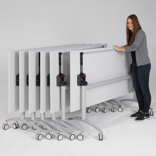 Seitenklapptisch mit Vollkernplatte " PowerSurf", fahrbar B/H/T: 140x72x70 cm