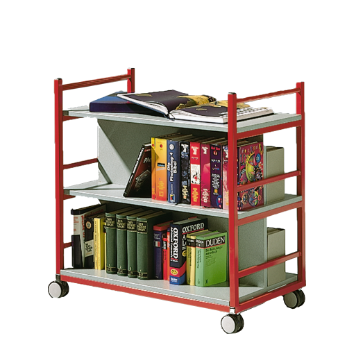 Bücherwagen mit 3 Ebenen, fahrbar B/H/T: 90x90x50 cm
