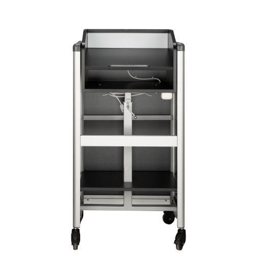 Rednerpult ALU, höhenverstellbar Fahrbar auf 4 Rollen