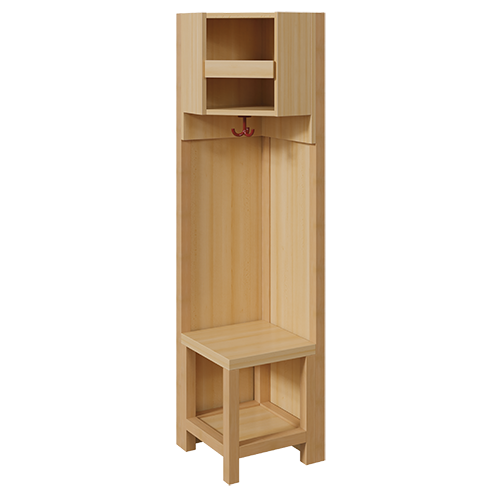 Garderoben-Innenecke, für doppelte Ablage B/H/T: 39x158x39 cm, Stützen über Eck mit Paneelrückwänden in Buche-hell, Schuhablage