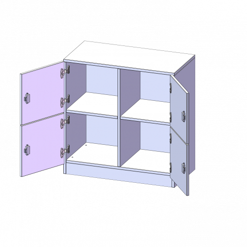 Schließfachschrank, 2 Ordnerhöhen - Serie evo180 B/H/T: 80x82x40 cm, 4 Schließfächer, mit Sockel (81 mm)