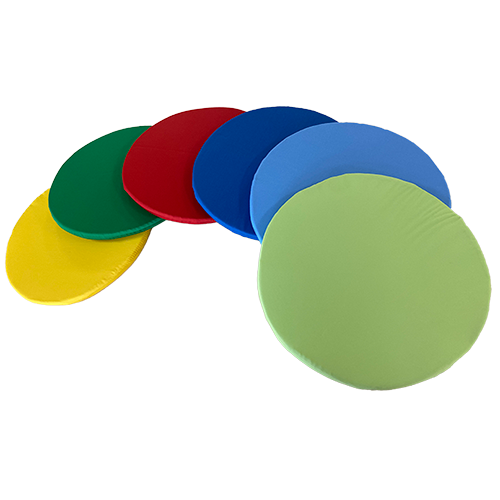 6er Set Sitzkissen, Multicolor Bezug Kunstleder DM./H 35x12 cm, runde Schaumstoffkissen, Set in 4 Farben