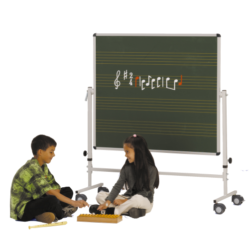 Notentafel auf 4 Rollen mit Notenlineatur Tafelfläche: B/H: 120x100 cm, Höhe: bis 190 cm