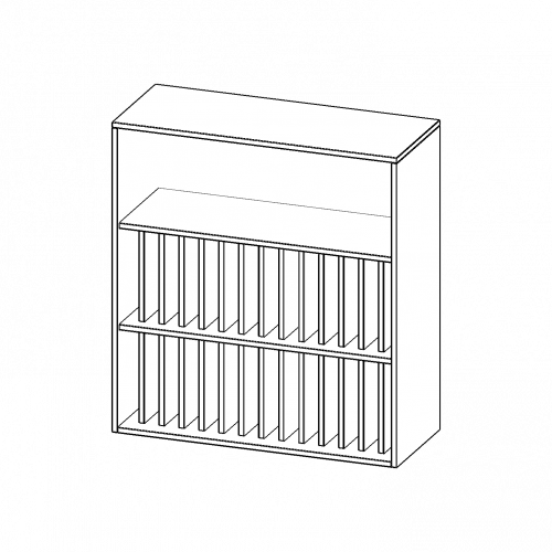 Aufsatzregal für Klassenbücher, 3 Ordnerhöhen - Serie evo180 B/H/T: 100x108x40 cm, 2 Reihen für je 14 Klassenbücher