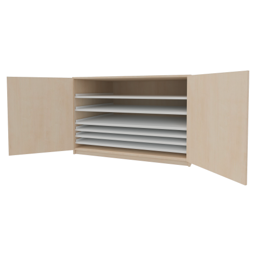 Bildertruhe mit 6 Auszugböden B/H/T: 111x90x81 cm für Bildformate bis 100x70 cm, Dekor nach Wahl