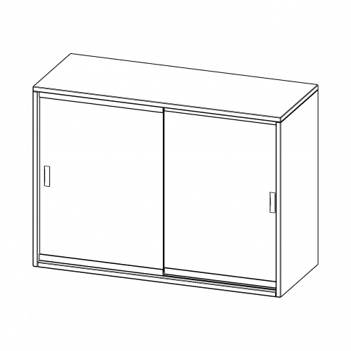 Aufsatz mit Glasschiebetüren, 2 Ordnerhöhen - Serie evo180 B/H/T: 100x72x40 cm, 2 Schiebetüren, abschließbar, mit Mittelwand
