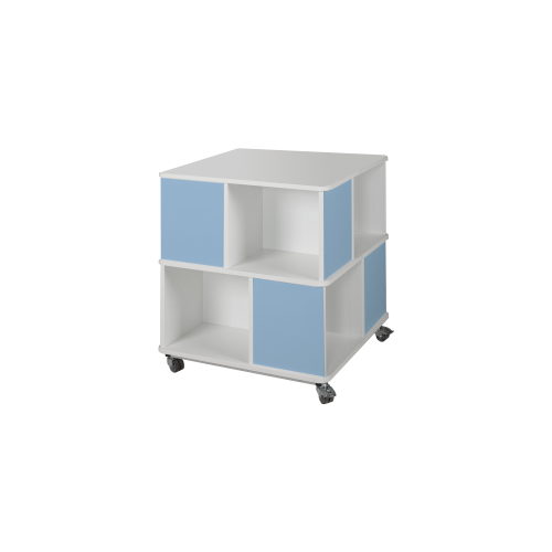 Bücherturm mit offenen Fächern, einfarbig und fahrbar B/H/T: 75x85x75 cm mit 2 Ebenen und 8 Fächern, Dekor nach Wahl