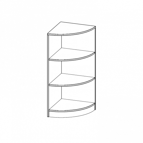 Außeneckregal, 3 Ordnerhöhen - Serie evo180 B/H/T: 40x118x40 cm, Viertelkreis, Erweiterung rechts, mit Sockel (81 mm)