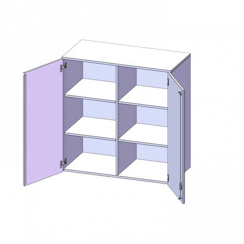Aufsatzschrank für ErgoTray Serie, 3 Ordnerhöhe - Serie evo180 B/H/T: 138,7x108x40 cm, zwei Türen, mit Mittelwand