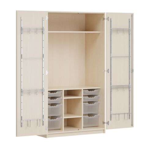 Zweitüriger Musikschrank MOFF 5, mit 8 ErgoTray-Boxen, 1 Einlegeboden B/H/T: 104,5x190x60 cm