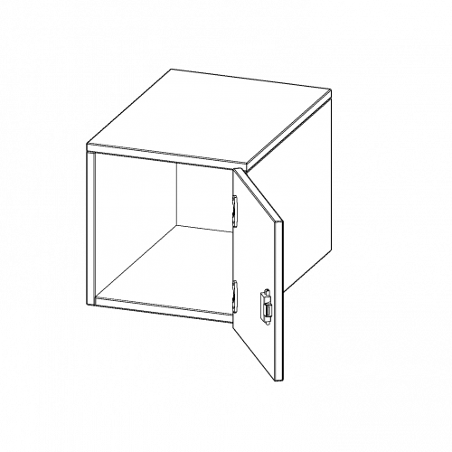 Aufsatzschrank für ErgoTray Serie, 1 Ordnerhöhe - Serie evo180 B/H/T: 36,1x36x40 cm, 1 Tür, Tür öffnet rechts