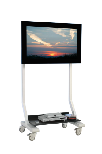 TV Wagen, TV Rack für Fernseher bis 70 Zoll mit schwarzer Ablage ScreenCart M, neigbare Halterung