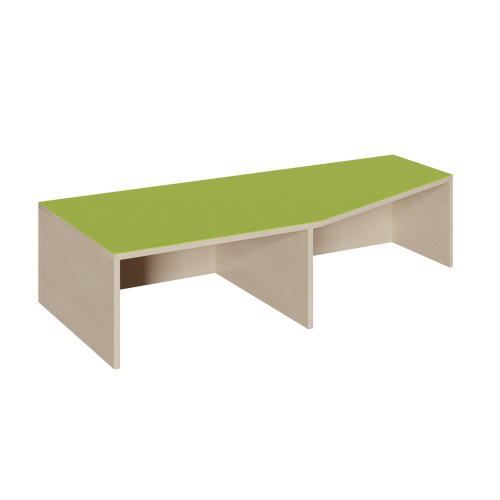 Podest mit Linoleum-Deckplatte, für Tiefenübergang rechts abgeschrägt B/T: 150x70/40, links Nische für 66 cm tiefen Rollkasten