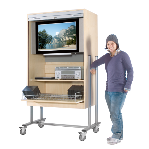 TV-Wagen mit Rollo, 1 Rollauszug und Videoauszug B/H/T: 108x189x60 cm