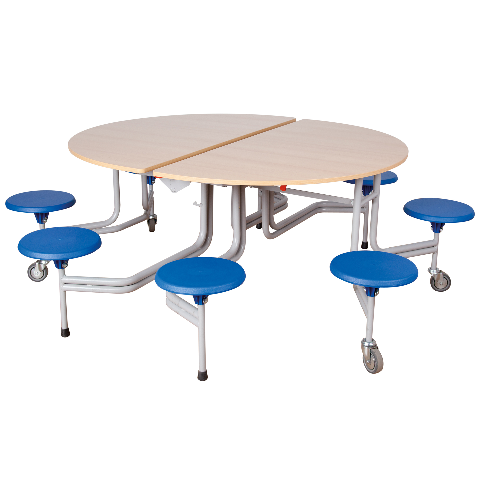 Spaceflex 2.0 Klapptisch mit integrierten Stühlen, rund, melaminbeschichtete Spanplatte B/H/T: 153x69x136 cm, 8 Sitze Farbe Gelb, Sitzhöhe 38 cm