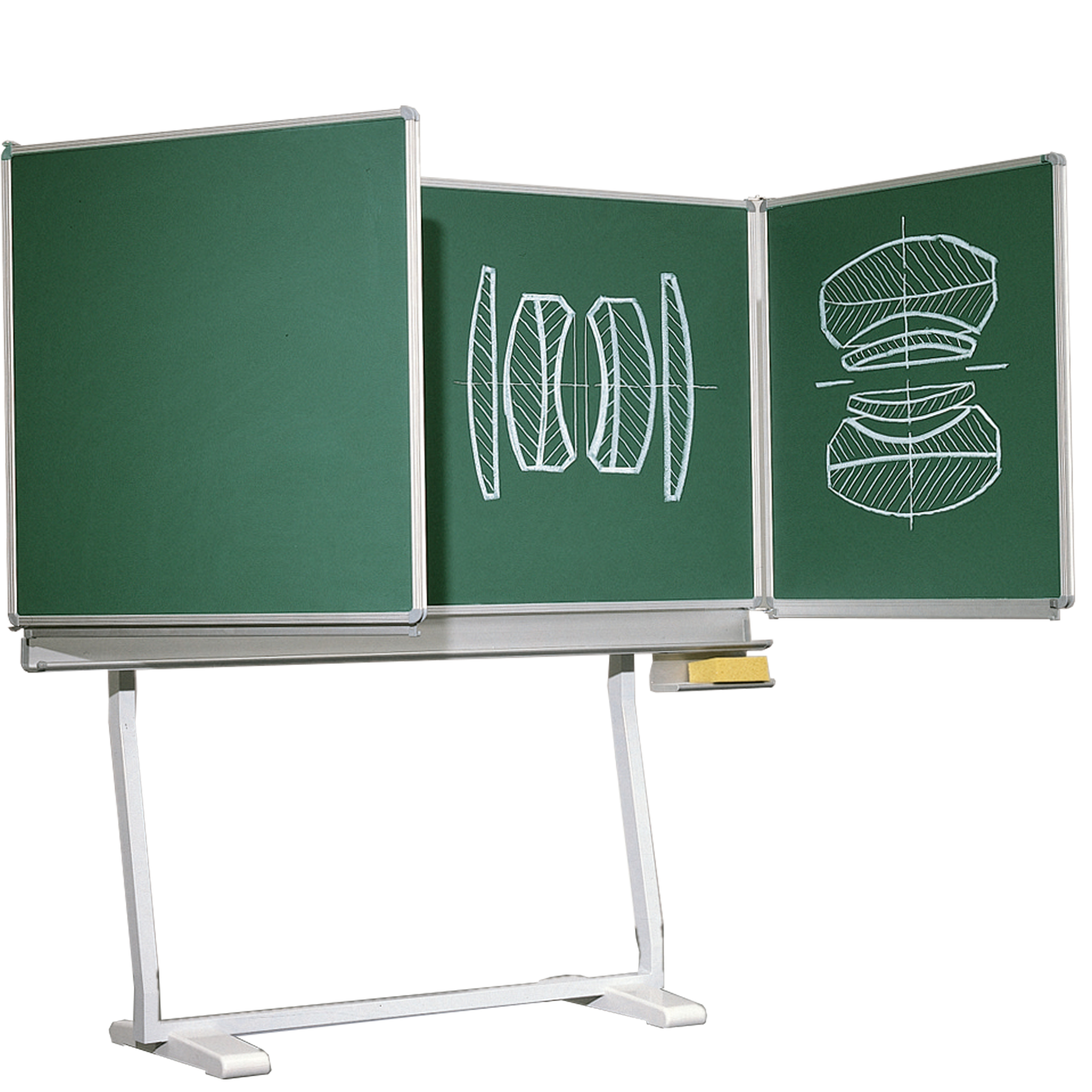 Freistehende Klapptafel Schultafel aus Premium Stahlemaille, Serie KL-EG Freistehende Klapptafel aus Premium Stahlemaille, feststehend oder fahrbar