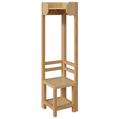 Garderoben-Innenecke, Ergänzung für Komplettgarderoben mit offener Ablage B/T: 39x39 cm, offene Stützenrahmen über Eck in Buche-massiv, Schuhablage