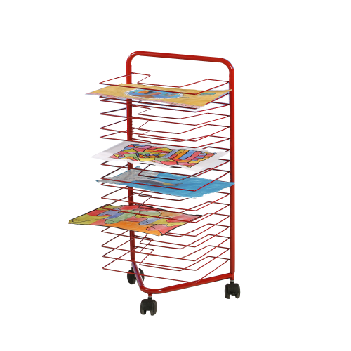 Trockenwagen fahrbar mit 17 Trockenrosten B/H/T: 40x85x30 cm in rot