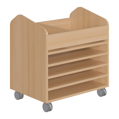 Bastelwagen "Kreativbasti 2", fahrbarer Kreativwagen B/H/T: 70,5x74,3x50 cm, mit 2 Fächern oben und 4 Papierablagen DIN A2