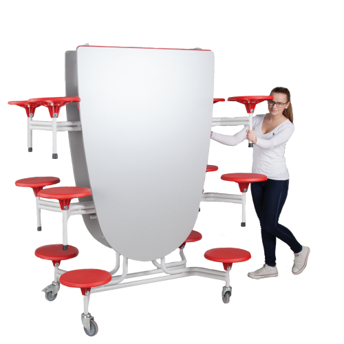 Spaceflex 2.0 Klapptisch mit Vollkernplatte "PowerSurf", oval B/H/T: 305x74x107 cm, 12 Sitze, Sitzhöhe 46 cm