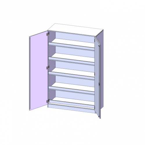 Ballschrank, 5 Ordnerhöhen - Serie evo180 B/H/T: 120x190x50 cm, 4 Einlegeböden mit Aufkantung für Bälle, mit Sockel (81 mm)