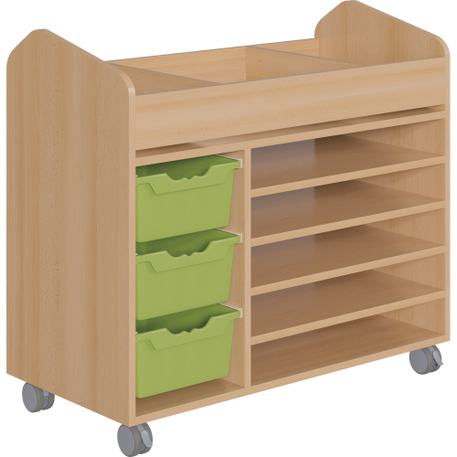 Bastelwagen "Kreativbasti 5", Kreativwagen fahrbar B/H/T: 105x94,3x50 cm mit 10 Fächern und 3 Ergo Tray Boxen C2