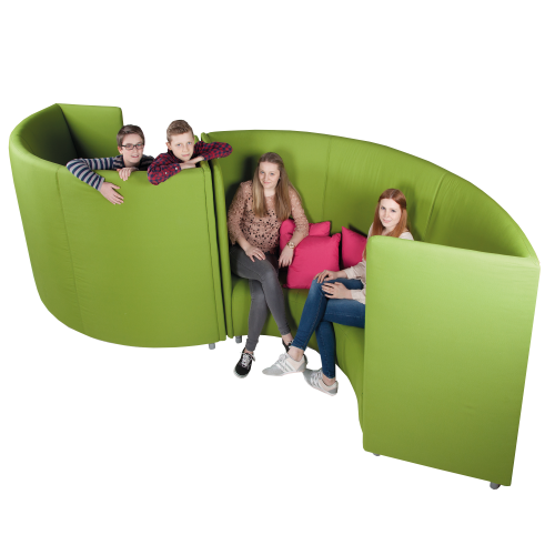 Akustiksofa halbrund 3-4 Sitzer, schwer entflammbar B/H/T: 145x132x150 cm, Sitzhöhe: 46 cm