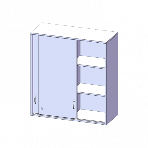 Aufsatz mit Schiebetüren, 3 Ordnerhöhen - Serie evo180 B/H/T: 100x108x40 cm, abschließbar, mit Mittelwand